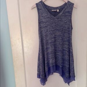 VINTAGE LOGO/ LORI GOLDSTEIN Sleeveless Heathered Sweater Tunic Top Chiffon Hem